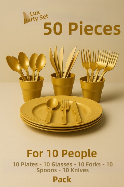 Ezu Home Set de 50 de piese din plastic dur de lux pentru petrecere, aniversa...