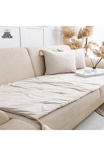 DNC HOMETEX Premium Cream Linen Pet-Friendly Sofa Pad (80X180)
