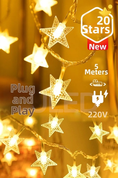 SULED 5 متر بوتارت 20 Yıldızlı ديكوراتيف Led Işık 220v Fişli Gün Işığı Süslem...
