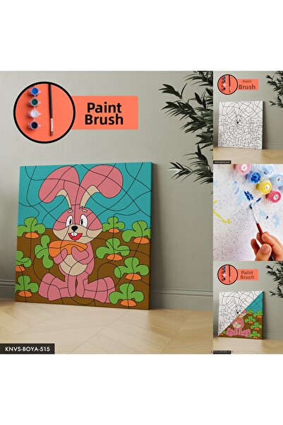Evinemoda Комплект за рисуване върху платно „Щастливо зайче“ с включени четки...