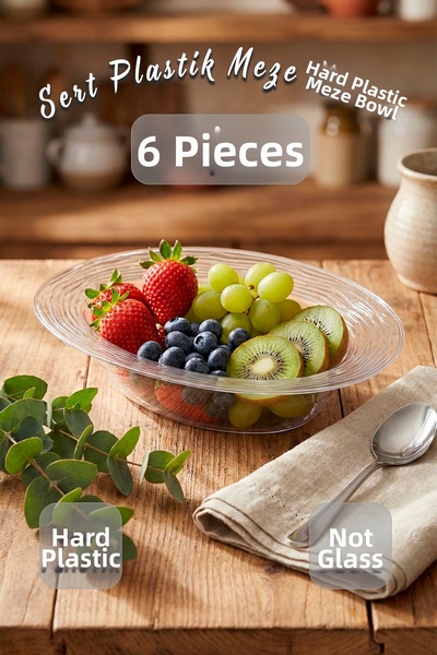 Ezupack 6 Pieces Hard Plastic Mica Presentation Boat Plate Fruit Appetizer Sa...