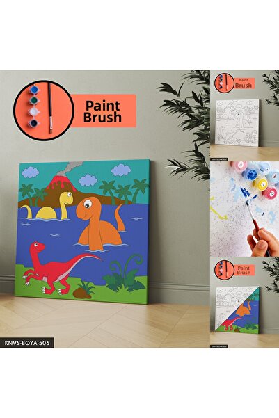 Evinemoda Симпатичен комплект за рисуване върху платно с динозаври, включващ ...