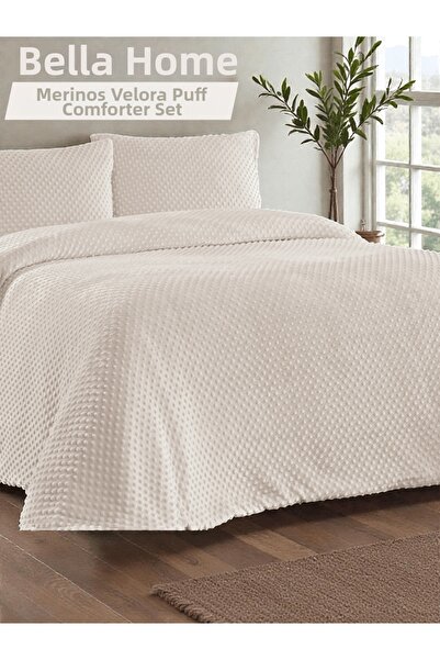 Bella Home Velora Double Size Bud Comforter Quilt Set - 220X240 cm - Original Pvc Bag Beige