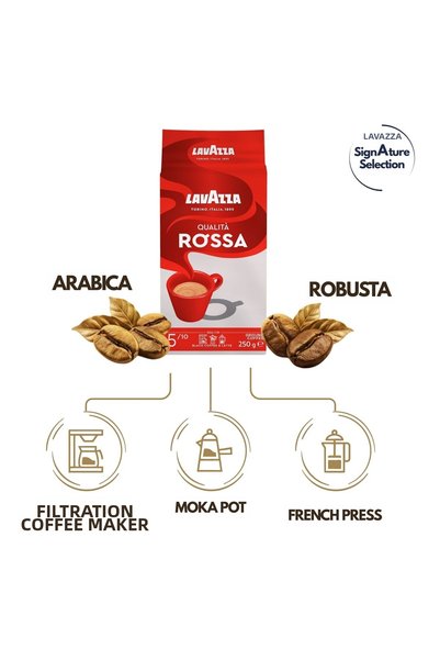 LavAzza Qualita Rossa Ground Filter Coffee 250 g | 2-Pack with Multiple Benefits