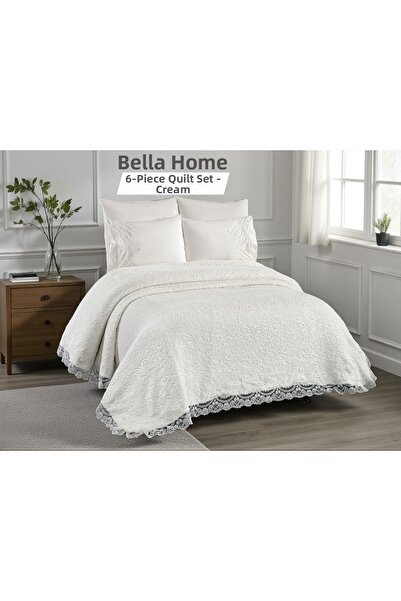 Bella Home Lumina Blanket French Bedspread - 6 Pieces - Original Boxed Cream