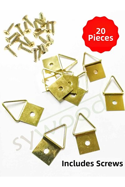 sywoods Umeraș și șuruburi pentru rama de pictură triunghiulară mare 20 bucăți 16x27 mm