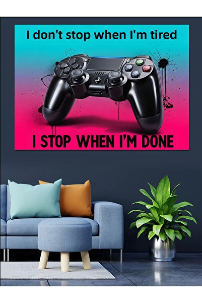 KanvasSepeti Няма да се откажа, без да спечеля Играч Маслена боя Текстурирана...