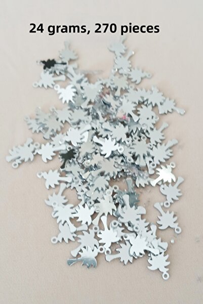 Royaleks Oya Abiye Brățară Colier Plexi Plastic Metalic Paiete Culoare Argint...