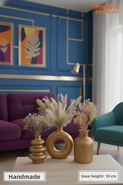 muffag 10 cm Handmade Minimal Gold Plaster Vase