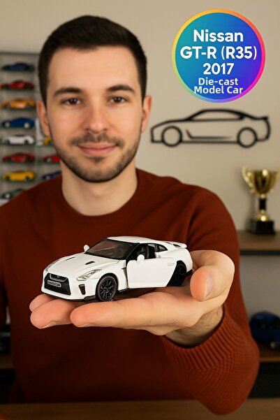 TOYFEST Far East Series Nissan Gt R R35 White Opening Doors Diecast Pull Drop Metal Model Car 11 cm 1:32