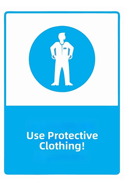 ZiPrinter استخدم ملابس الحماية! لافتة تحذير من مادة PVC مقاس A5 15x21 سم