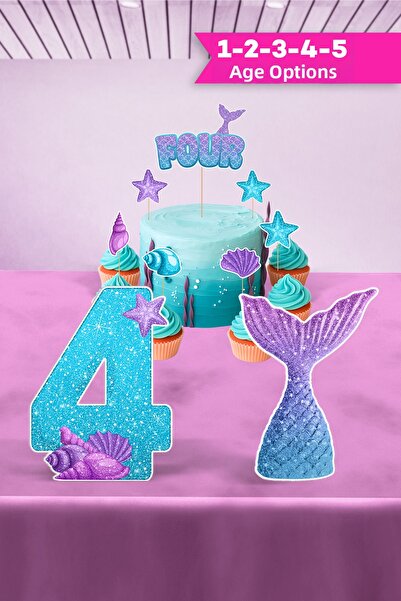 Hey Parti مجموعة حفلات أعياد الميلاد بتصميم حورية البحر - مفهوم أعياد الميلاد...