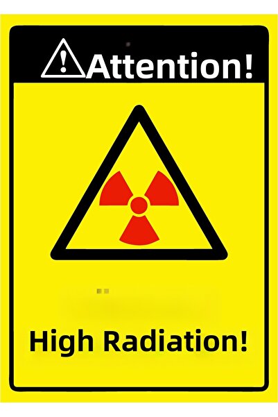 ZiPrinter انتبه! إشعاع عالي! لافتة تحذير من مادة PVC مقاس A5 15x21 سم