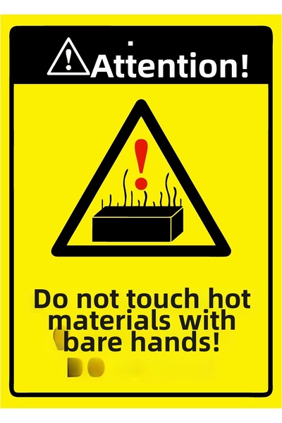 ZiPrinter انتبه! مادة ساخنة تُلمس باليد مباشرة! لافتة تحذير من مادة PVC مقاس ...