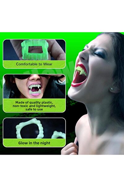 Store Glow-In-The-Dark Phosphorescent Double Palate False Vampire Fang