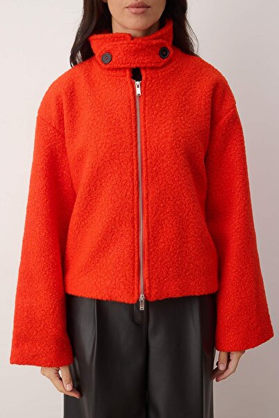 Trendyol Collection Piros vékony kabát - gallér részlet, Boucle modell TWOAW25MO00086