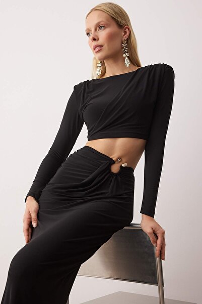 Trendyol Collection Black Accessory Detailed Party Bottom - Top Set Tpraw26Au00003 New Year Bottom-Top Set Tpraw26Au00003