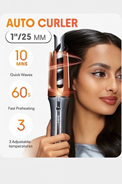 SHEGLAM Hair Auto Curler –1”/25MM Otomatik Saç Maşası, 3 Isı Ayarı, Hızlı Dal...