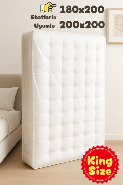Dekals Ultra Kalın Çift Kişilik Yatak Baza Koruma Naylonu Taşıma Taşınma Saklama Poşeti Ambalaj Kılıfı
