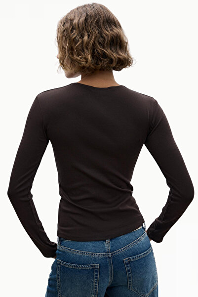 VODENS Crew nyakú barna hosszú ujjú body - 100% pamut, ultra puha