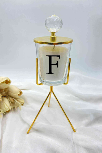 RetroLazer Lüks F Harfli Mumluk Gerçek Mum