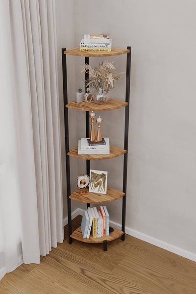 Tedarikcenter Eris 5 Raflı Köşe Kitaplık Mutfak Rafı Dekoratif Aksesuar Rafı ...