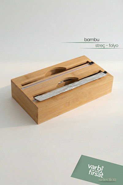 Varbifırsat صندوق تخزين من الألومنيوم المطاطي من الخيزران المكون من قطعتين