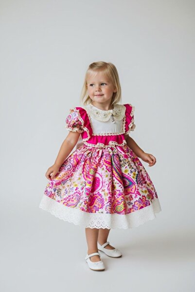 Gala فستان بناتي من الساتان منقوش