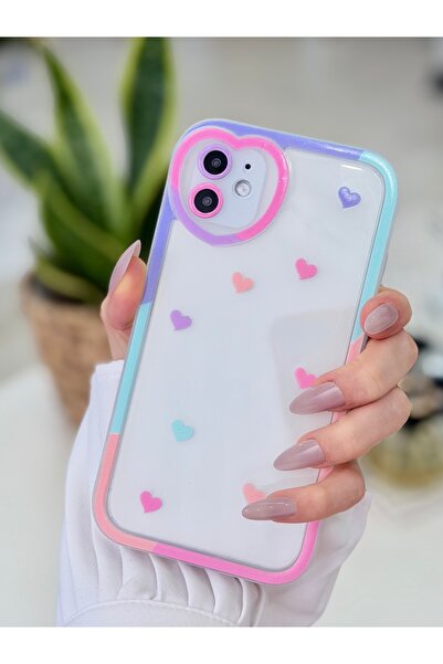 Go Aksesuar Iphone 11 Uyumlu Antişok (12 Görünümlü Köşeli) Kalp Kamera Tasarı...