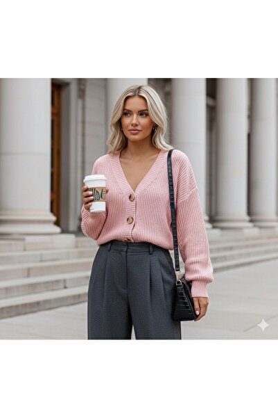 YUGA KNİTTİNG CARDIGAN DETALAT CU BUTONI TRICOTAT SELANİK basic PENTRU FEMEI