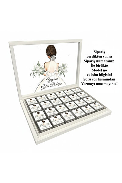 Blackeye Chocolate Kişiye Özel İsimli Gelin Bohçası Çikolatası - 72 Adet Madl...