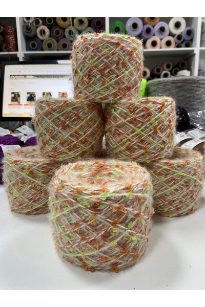 göçer Ață de tricotat premium Moher culoare acrilic crem: verde, portocaliu d...