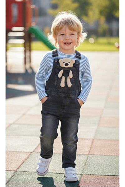 Lomix kids بذلة طويلة بحزام من قماش الدنيم للأولاد قابلة للتعديل ومتعددة الجي...