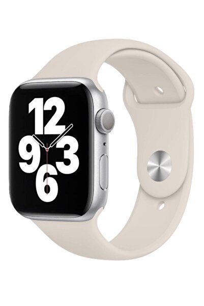 Melikzade Silikon Apple Watch Kordon – Yıldız Işığı – 44/45/46mm & Series 1-3 42mm Büyük Kasa Uyumlu (M/L)