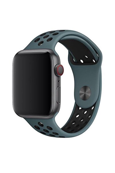 Quse Apple Watch 46/45/44mm & Series 1-3 42mm Uyumlu Delikli Spor Silikon Kor...
