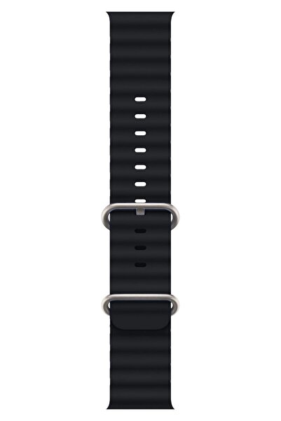 Quse Apple Watch Ocean Silikon Kordon – Siyah – 46mm/45mm/44mm & Series 1-3 4...