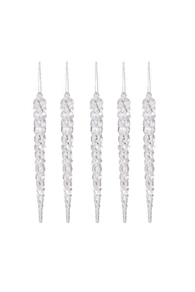 Herdekora Новогодишна украса, ледена висулка, прозрачна - за окачване, пакет ...