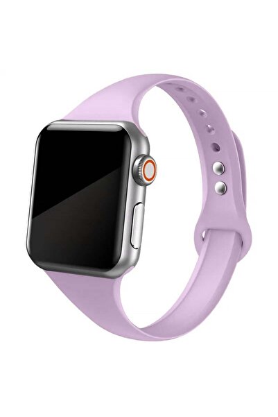 Quse Apple Watch İnce Silikon Kordon – Lila – 46mm/45mm/44mm & Series 1-3 42m...