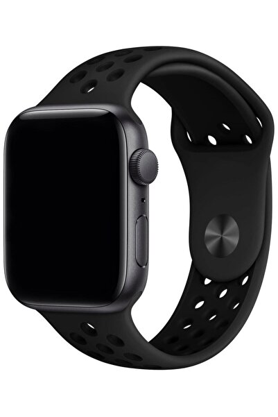Melikzade Compatible with Apple Watch Series Se/11/10/9/8/7/6/5/3 46Mm-45Mm-44Mm Perforated Silicone Sport Band Black