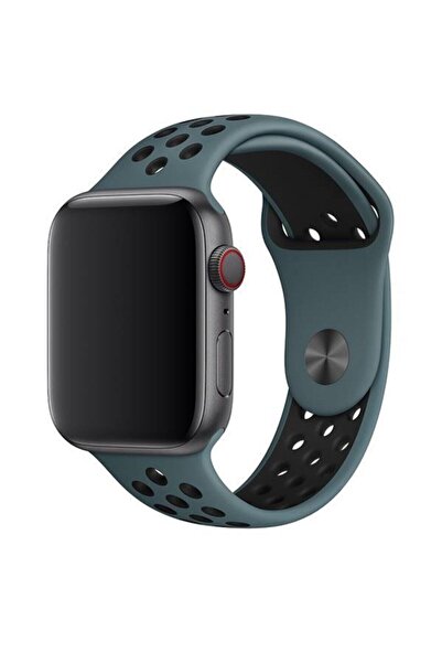 Melikzade Perforated Silicone Apple Watch Compatible Band – Petrol/Black (46/...