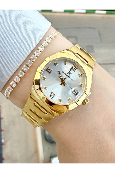 Daniel Klein Çelik Kordonlu Altın Renk Kadın Kol Saati Ve Hediye Bileklik