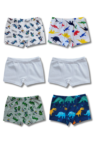 GizaKids 12 ADET %95 Pamuklu Erkek Çocuk Karışık Renkli Desenli Boxer Külot İ...