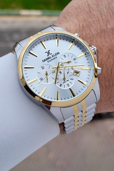 Daniel Klein Gold Silver Color Inner Indicators Active Function 2 Years Warranty Men's Wristwatch