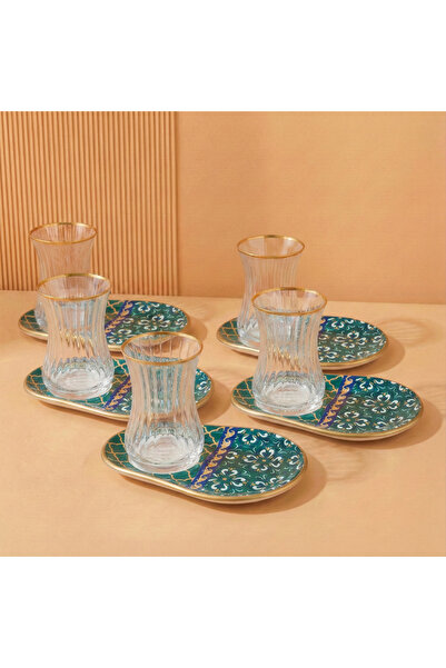 Bosphorus Glass طقم شاي زجاج تركي مكون من 12 قطعة