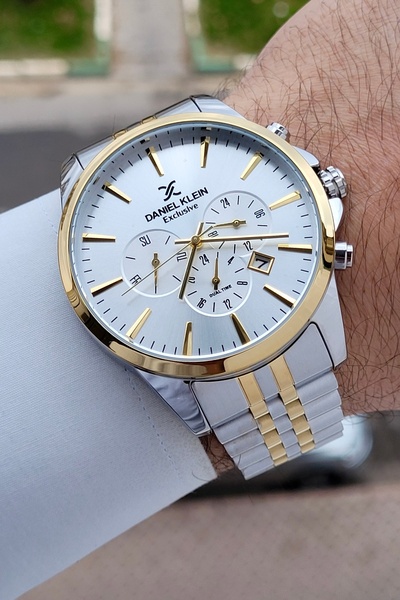 Daniel Klein Gold Silver Color Inner Indicators Active Function 2 Years Warranty Men's Wristwatch