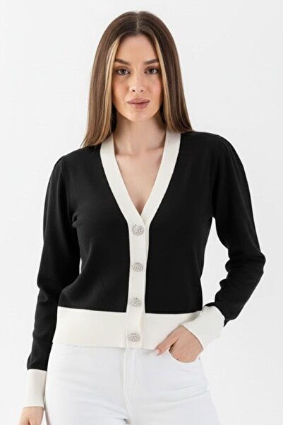 Irmak Kerekli Mücevher Düğmeli Triko Hırka 5610