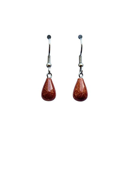 ayrestyle Red Star Natural Stone Drop Model Women's Hook Earrings - Silver Color Red Earrings