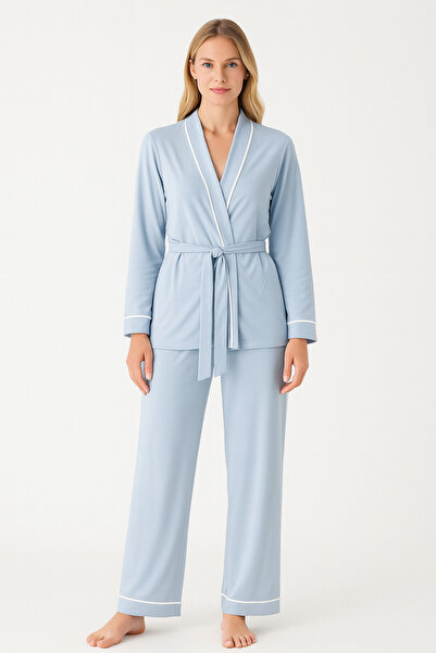 cherry queen Жіночий преміум халат і піжама – вишуканий 2-комплектний набір з тонкою облямівкою