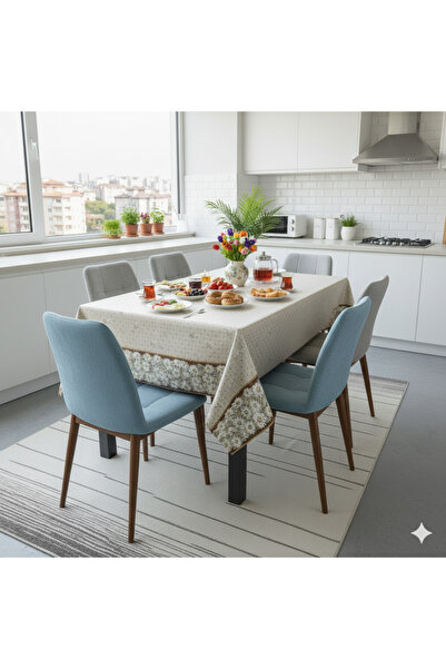 Blue Home مفرش طاولة مبطن بألياف PVC غير قابل للانزلاق ومقاوم للبقع وقابل للمسح نمط ميريلا اللون رقم: 68 أ