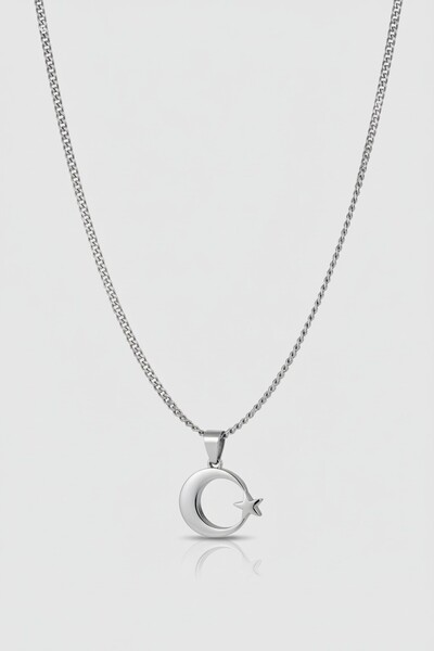 HERİF Aksesuar Erkek Ay-Yıldız Çelik Kolye